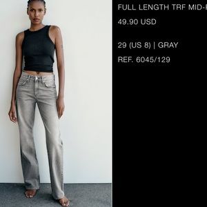 Full Length Mid rise TRF jeans in gray